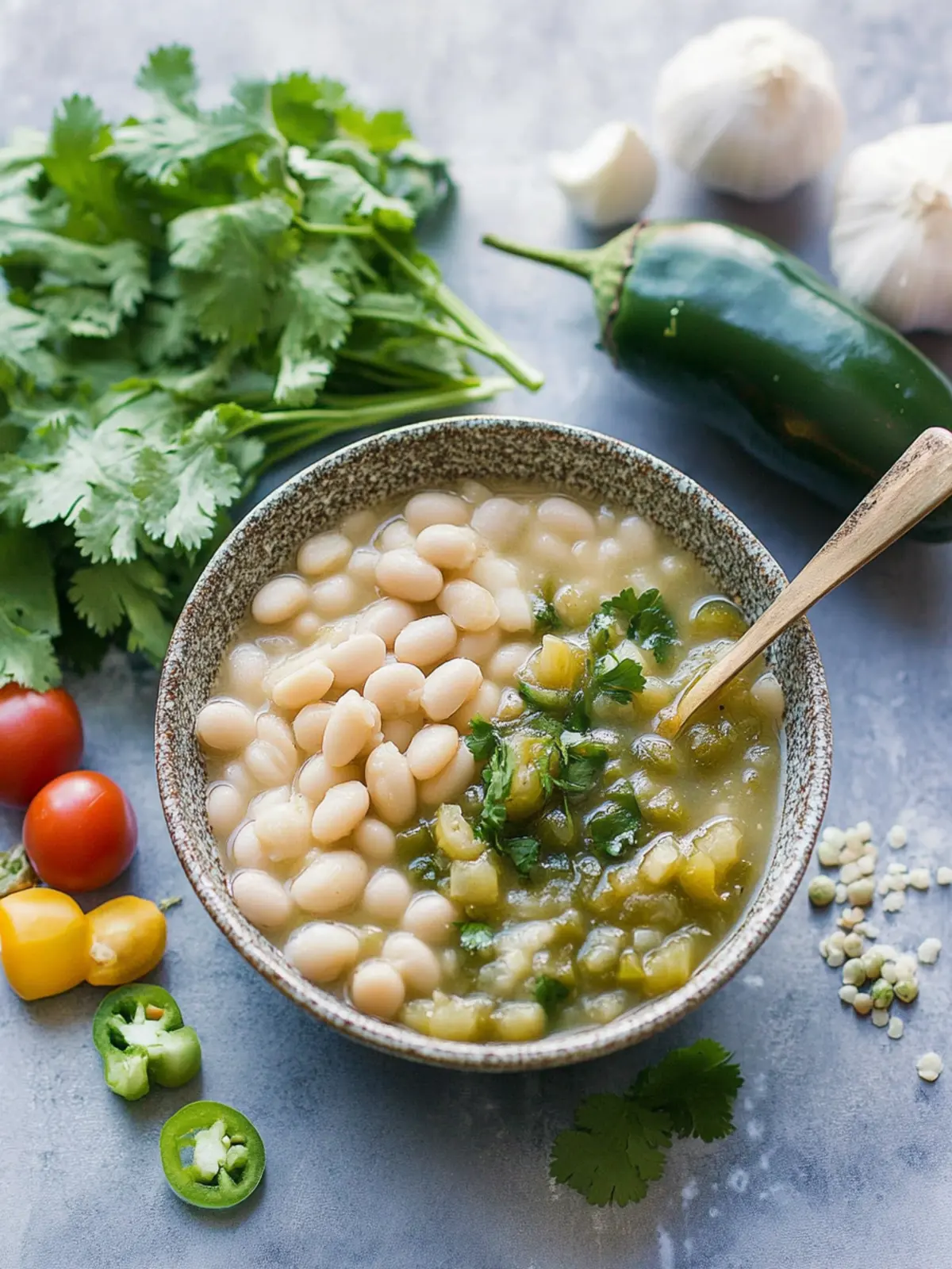Vibrant Tomatillo Poblano White Beans: Quick Vegan Delight 2 Tomatillo Poblano White Beans