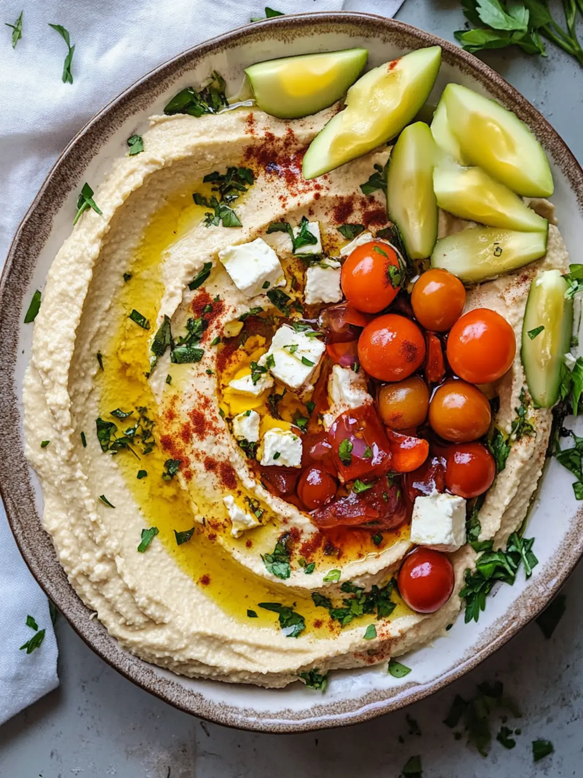 Greek Style Loaded Hummus with Fresh Summer Veggies 3 Greek Style Loaded Hummus