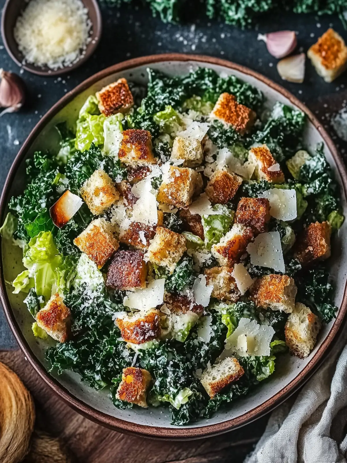 Roasted Garlic & Kale Caesar Salad