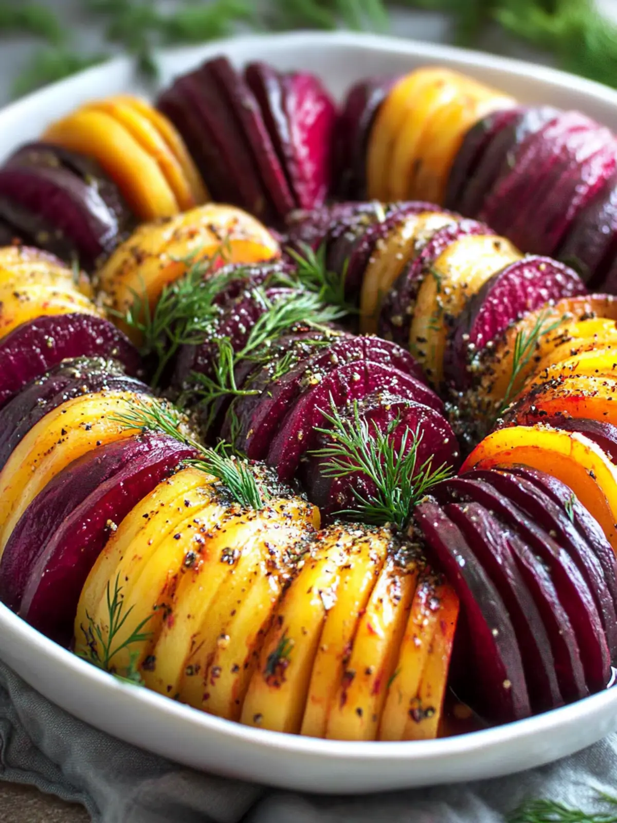 Savory Roasted Hasselback Beets with Dill Dressing Delight 2 Roasted Hasselback Beets with Dill Dressing