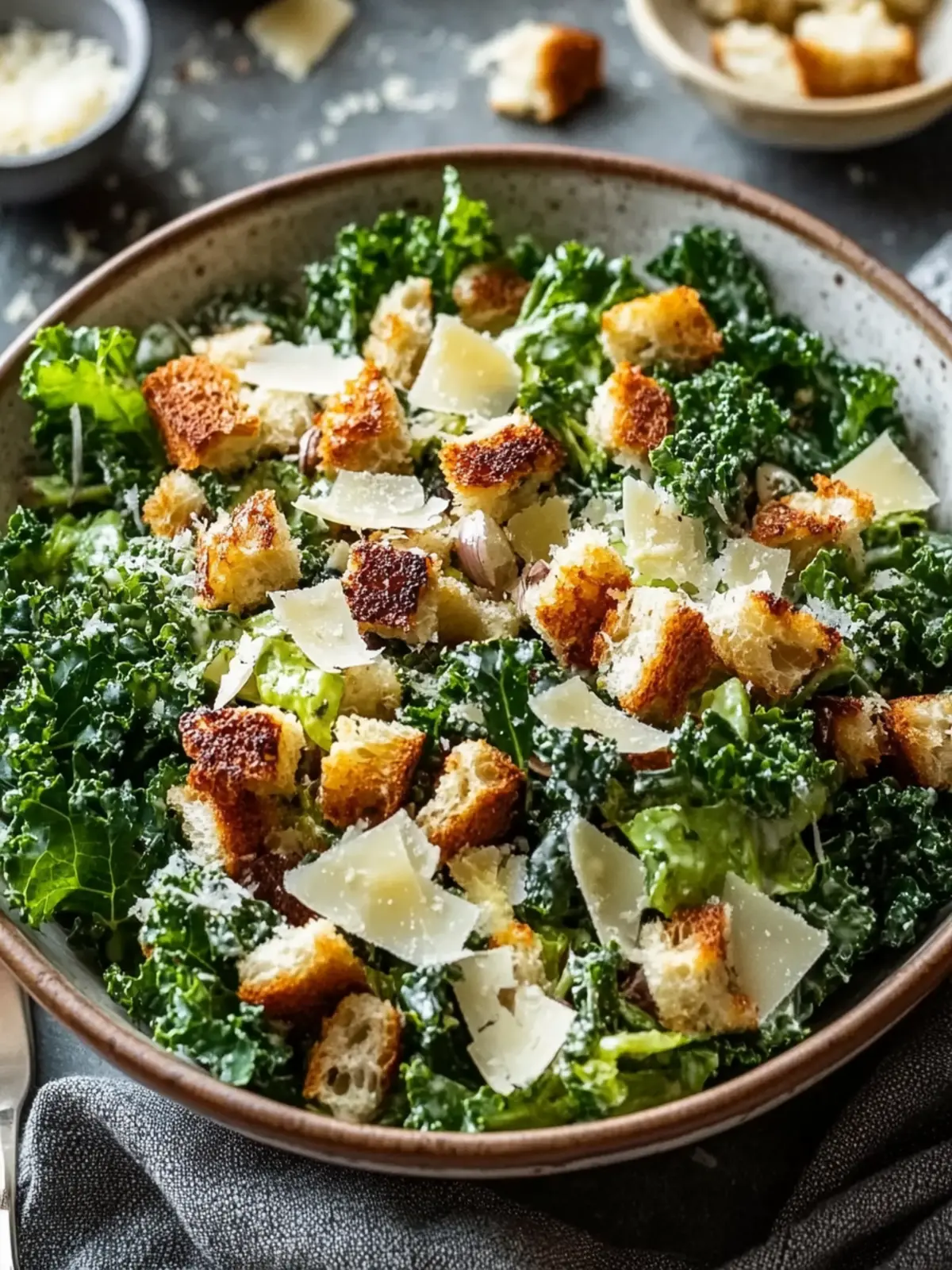 Roasted Garlic & Kale Caesar Salad