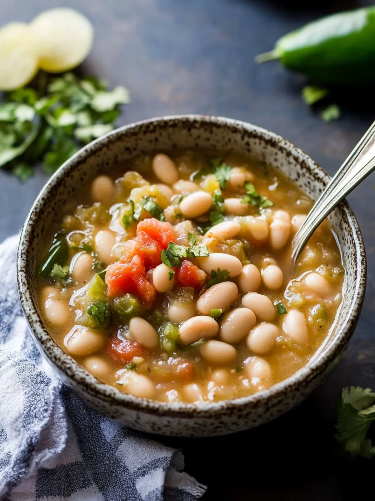 Vibrant Tomatillo Poblano White Beans: Quick Vegan Delight 3 Tomatillo Poblano White Beans