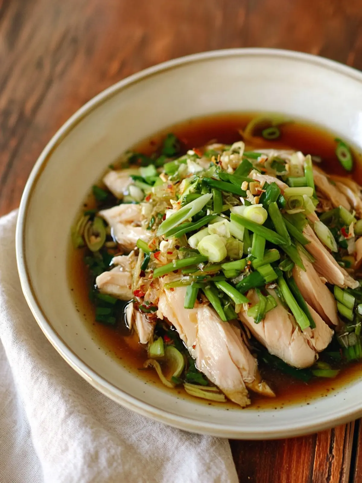 Poached Chicken with Scallion Ginger Sauce