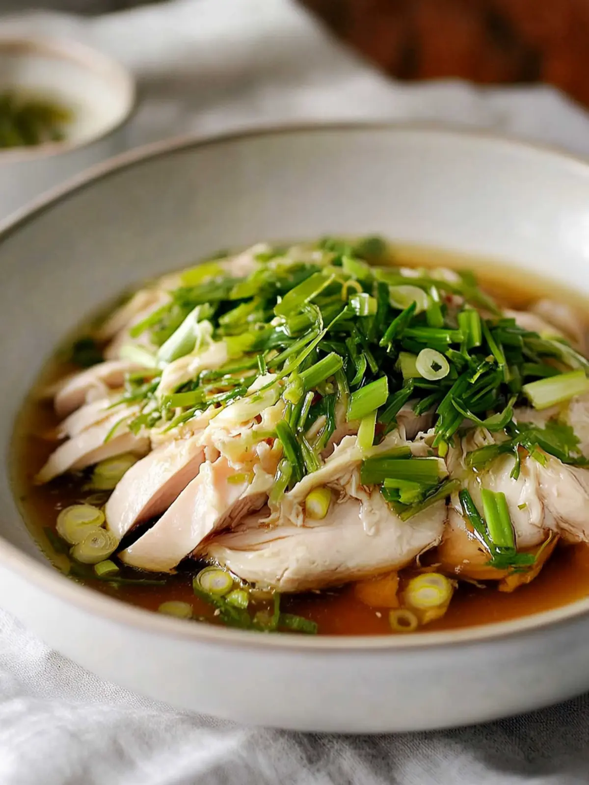 Poached Chicken with Scallion Ginger Sauce