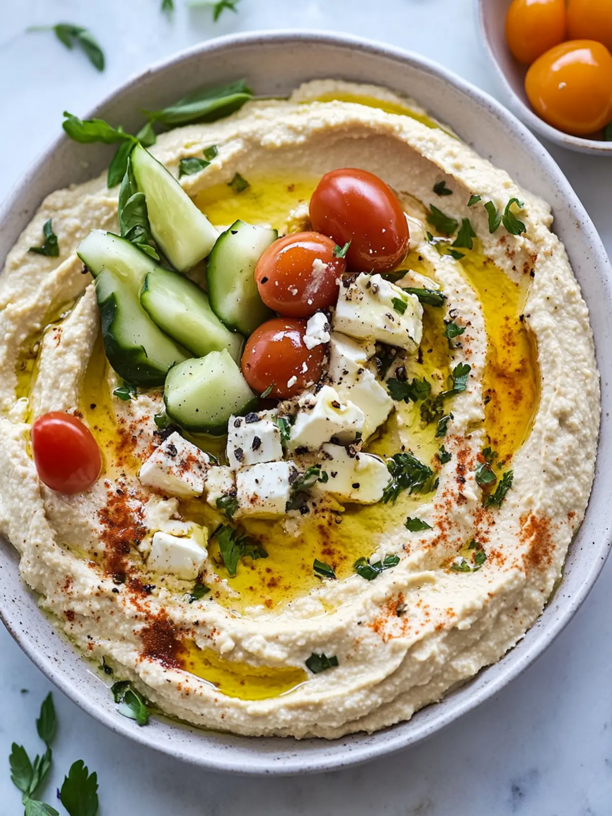 Greek Style Loaded Hummus with Fresh Summer Veggies 5 Greek Style Loaded Hummus