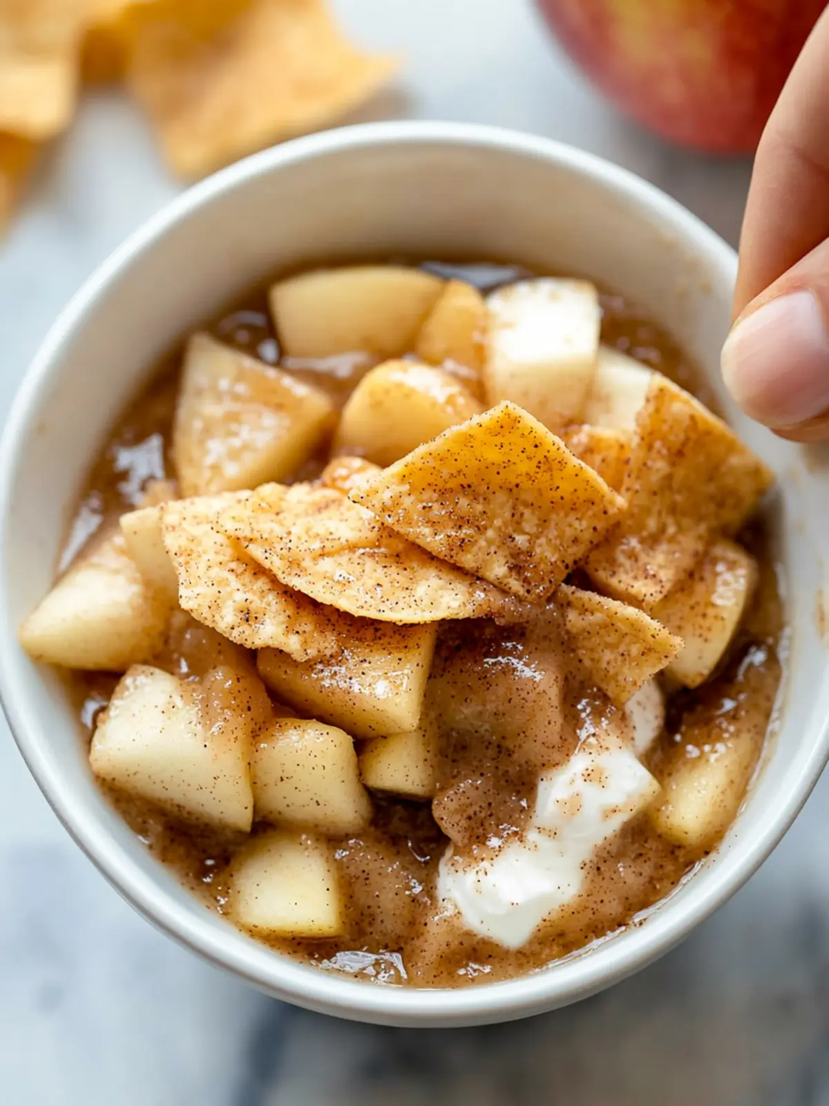 Irresistible Apple Pie Dip with Cinnamon Sugar Tortilla Chips 4 Apple Pie Dip with Cinnamon Sugar Tortilla Chips