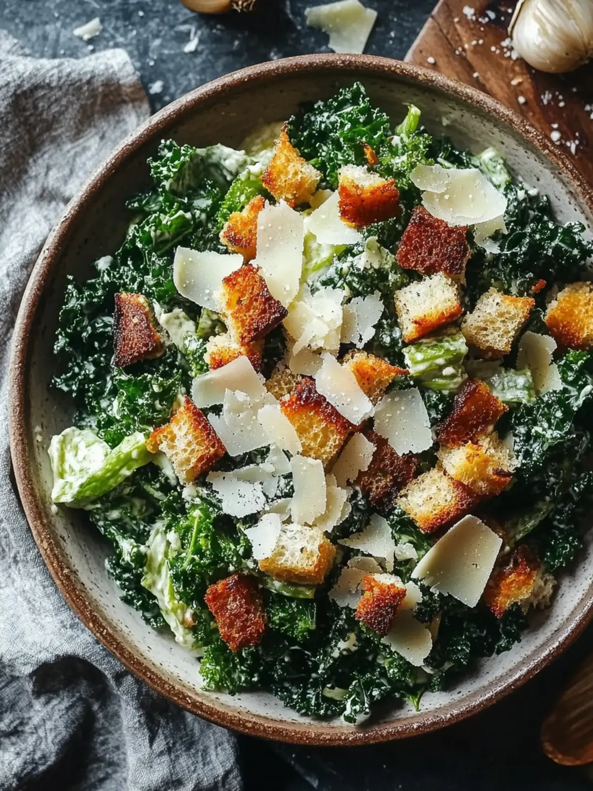 Roasted Garlic & Kale Caesar Salad