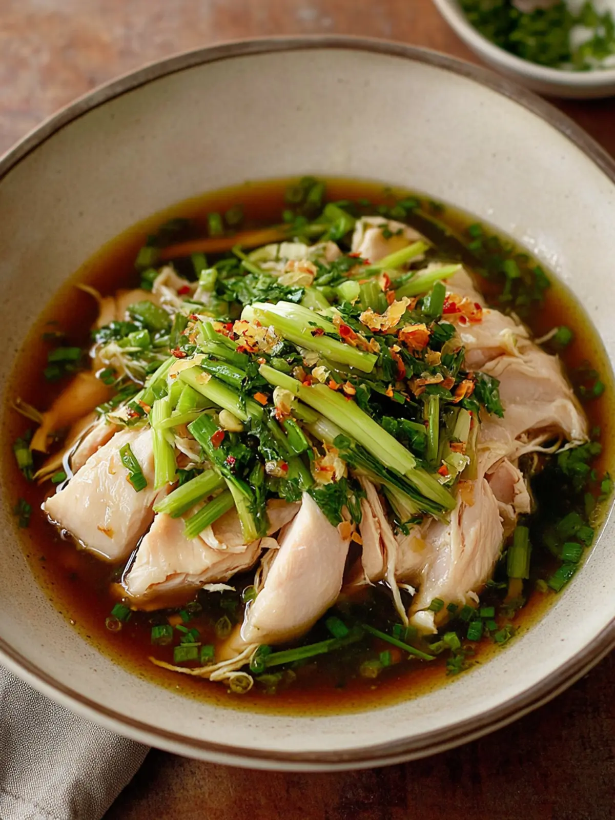 Poached Chicken with Scallion Ginger Sauce