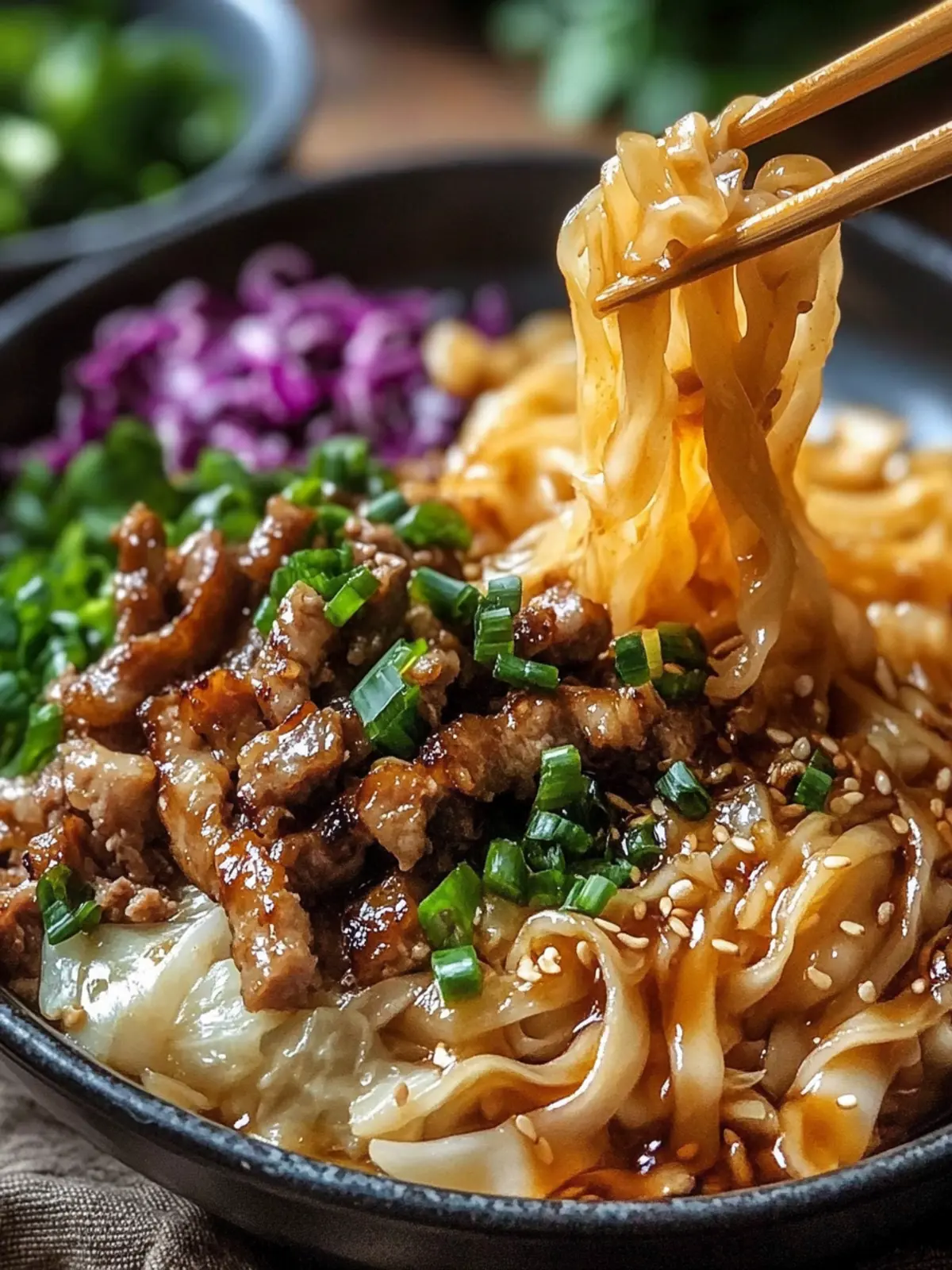 Savory Potsticker Noodle Bowl with Pork & Cabbage Slaw Delight 2 Potsticker Noodle Bowl with Pork & Cabbage Slaw