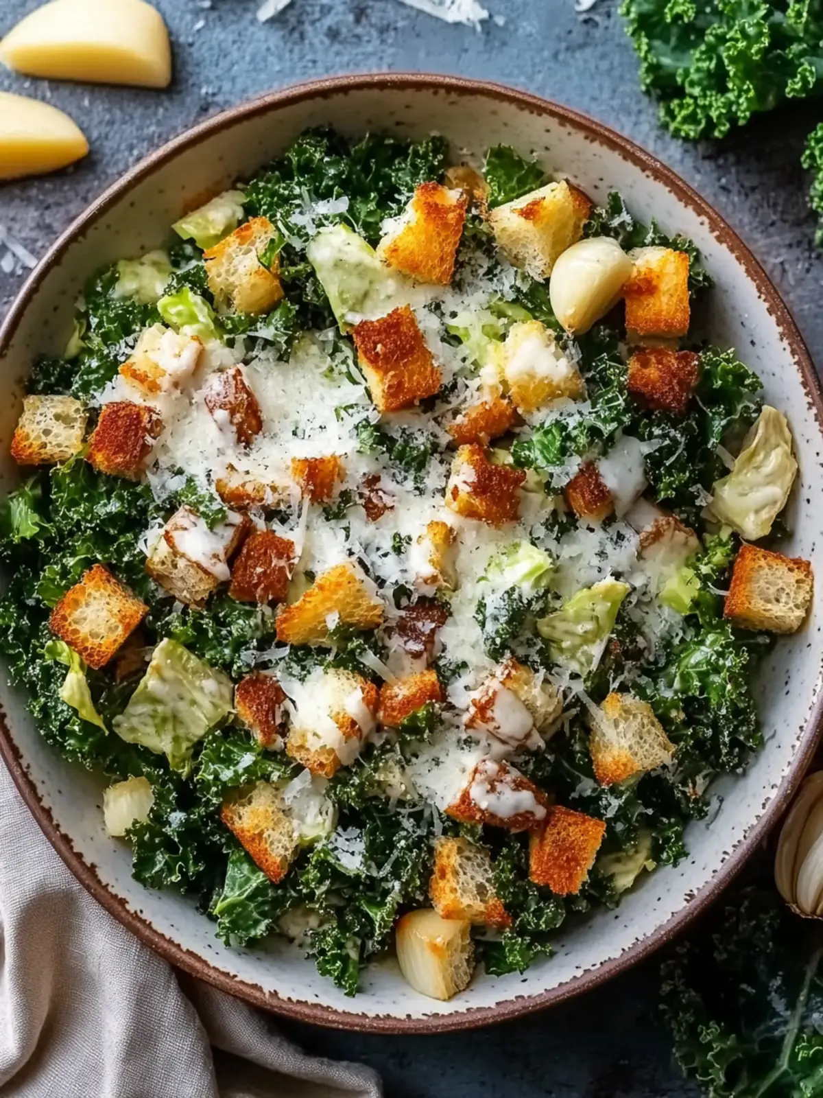 Roasted Garlic & Kale Caesar Salad