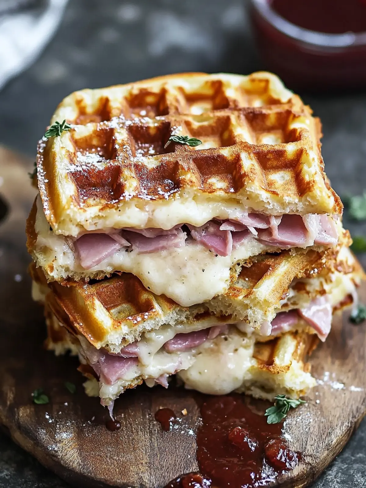 Easy Monte Cristo Waffle Sandwiches with Ham and Gruyere Delight 4 Easy Monte Cristo Waffle Sandwiches With Ham And Gruyere