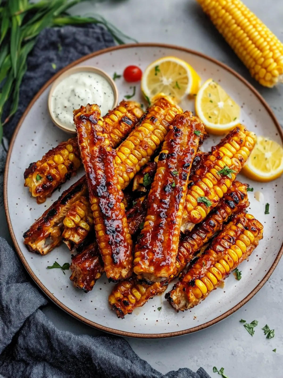 Corn Rib Plating Irresistible Roasted Corn Ribs: A Perfect BBQ Snack