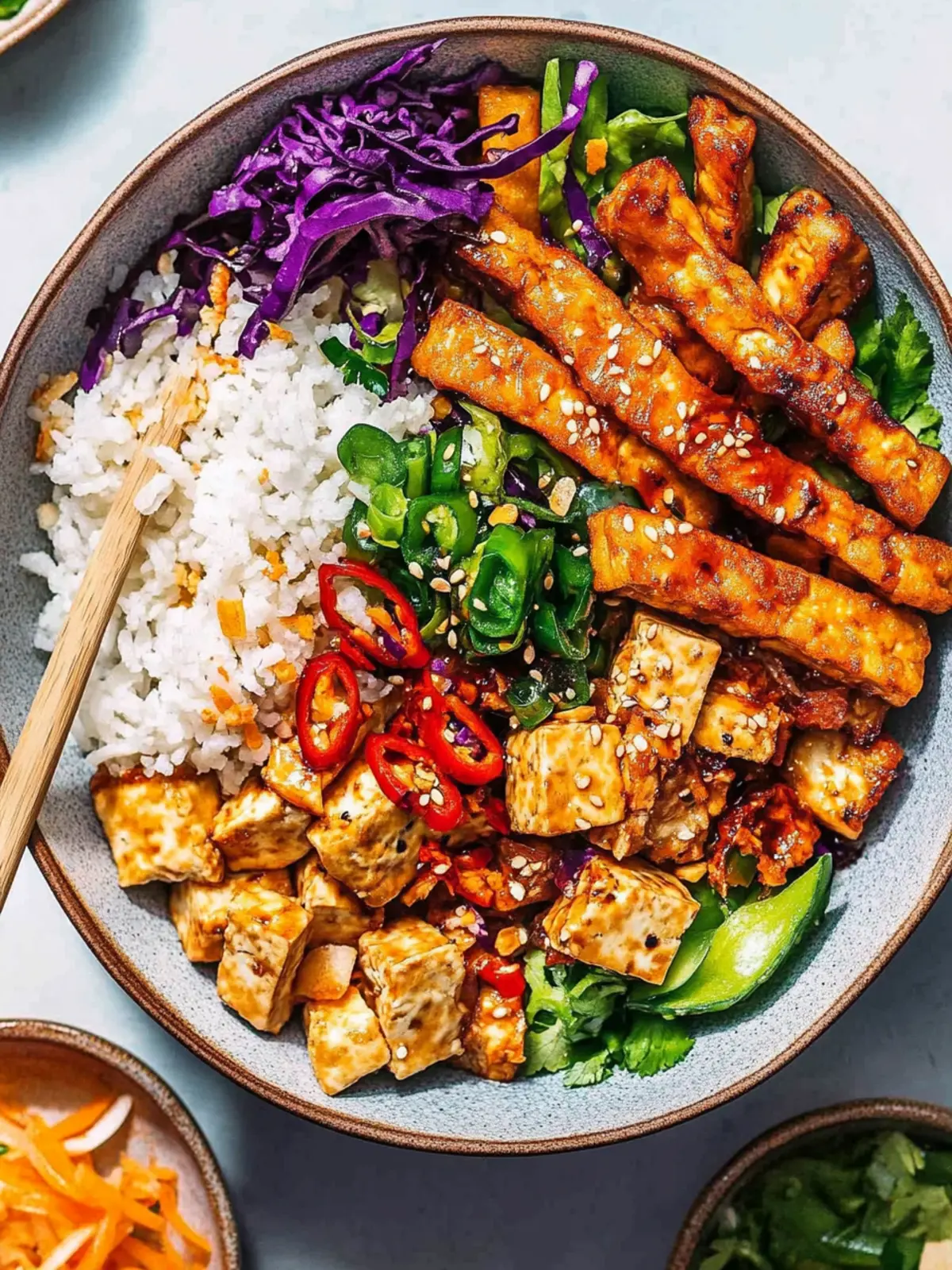 Easy Vegan Egg Roll in a Bowl with Panfried Tofu