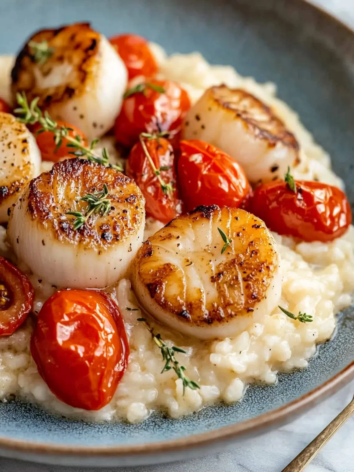 Truffle Risotto with Scallops & Roasted Tomatoes