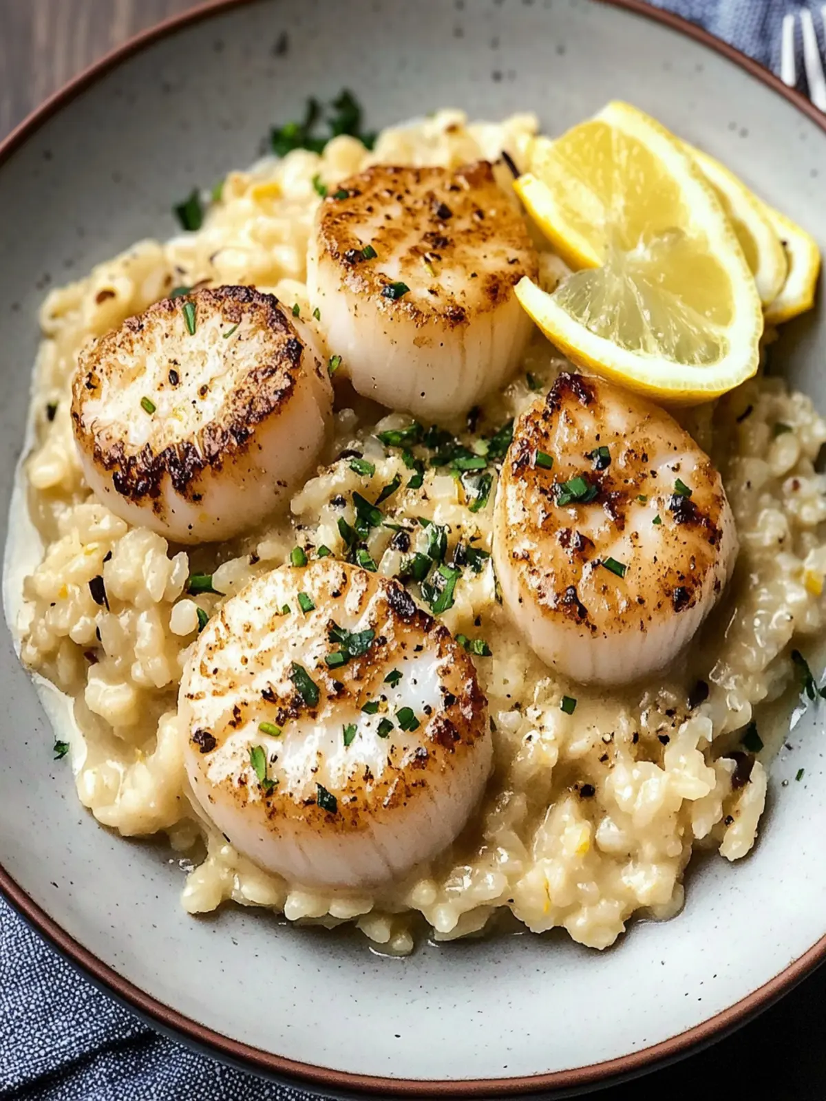 Lemon Butter Scallops Over Parmesan Risotto for a Fancy Feast 3 Lemon Butter Scallops Over Parmesan Risotto