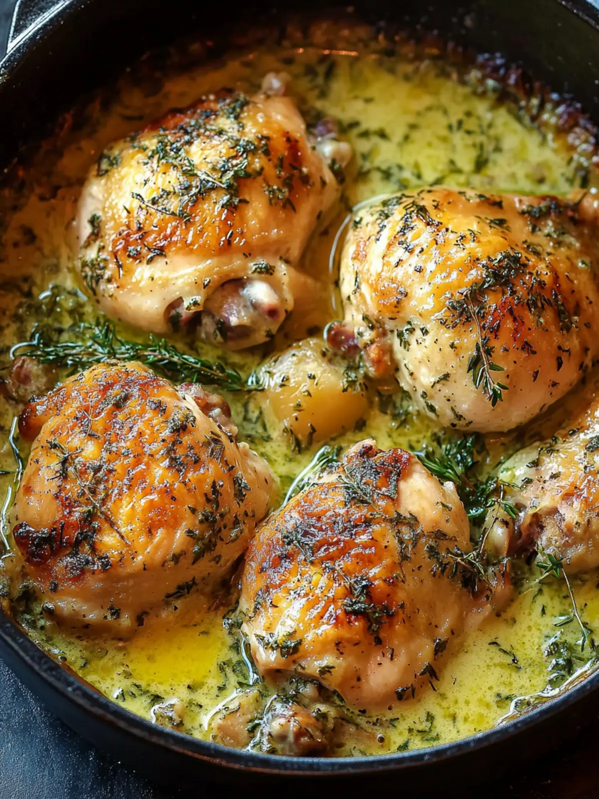 Herb Roasted Chicken in Creamy White Wine Sauce