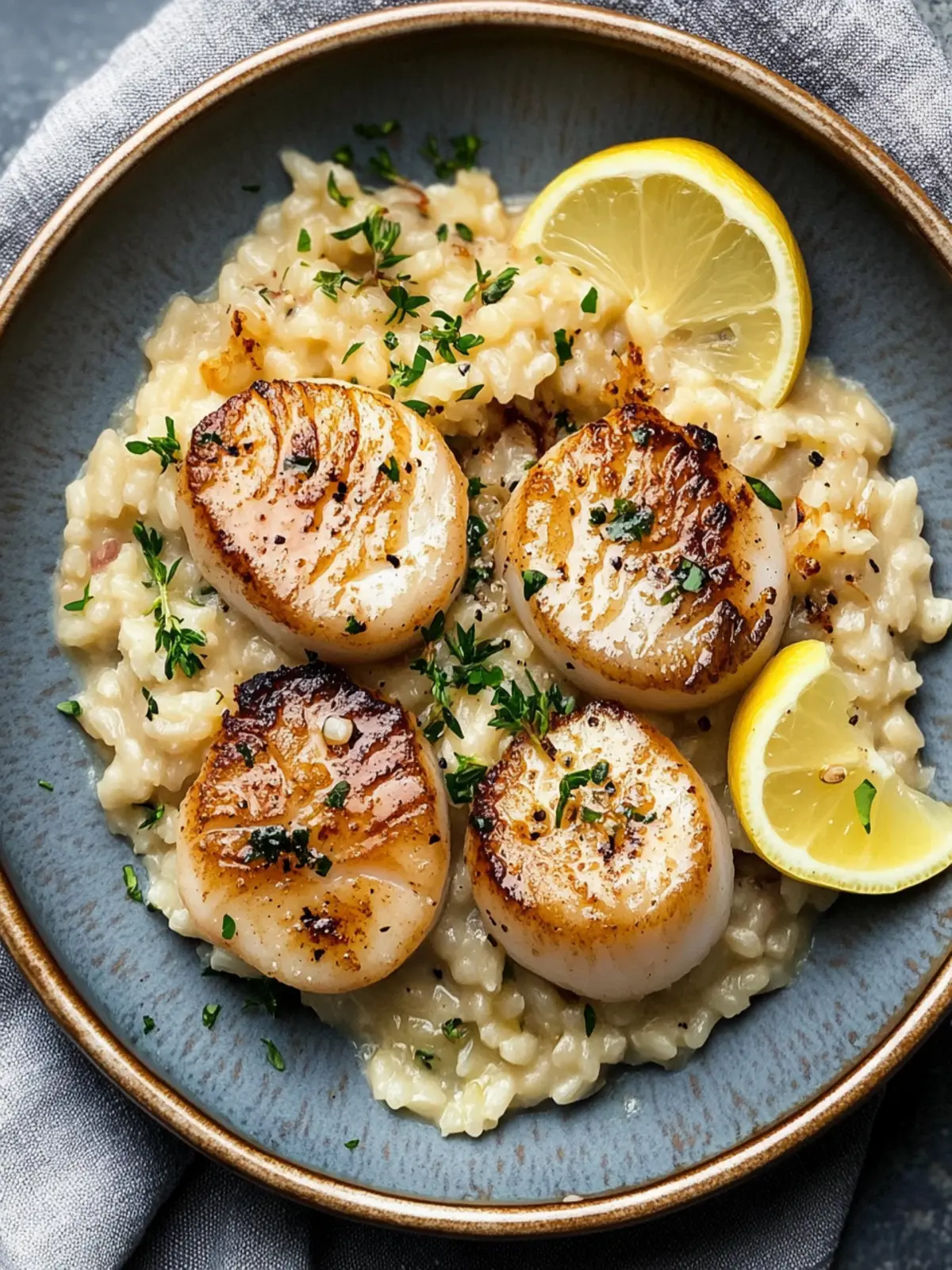 Lemon Butter Scallops Over Parmesan Risotto for a Fancy Feast 4 Lemon Butter Scallops Over Parmesan Risotto