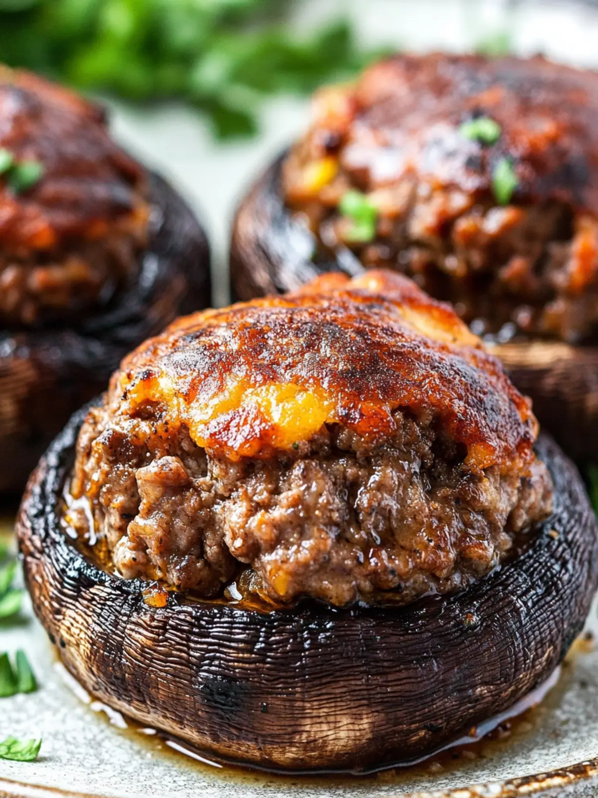 Keto Stuffed Portobello Mushrooms with Meatloaf