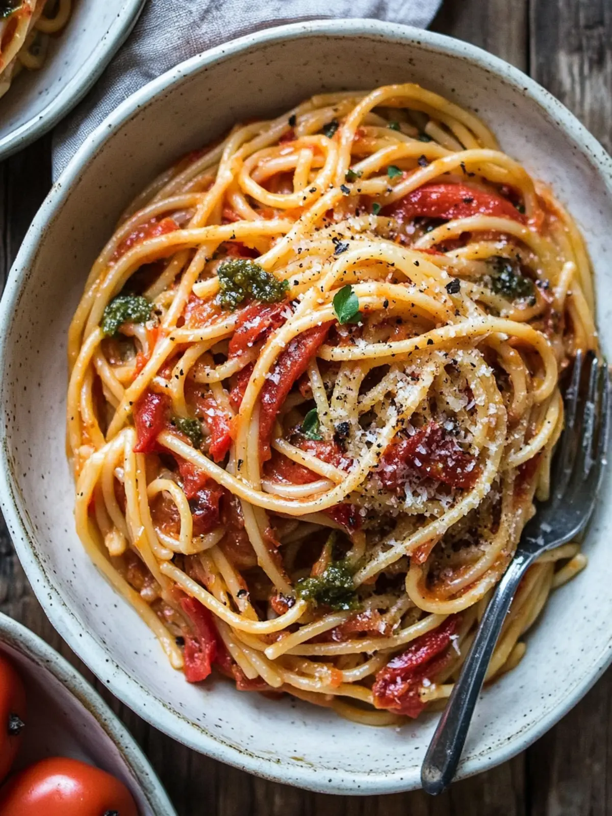 Roasted Red Pepper Pantry Pasta