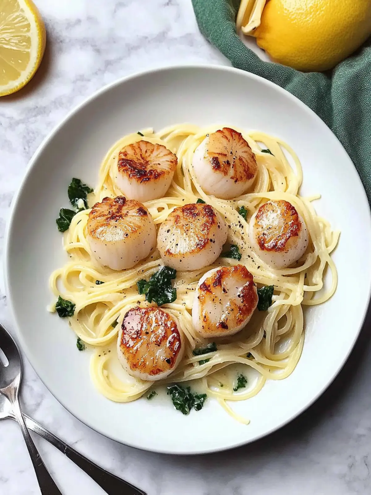 Scallops and Pasta with White Wine Butter