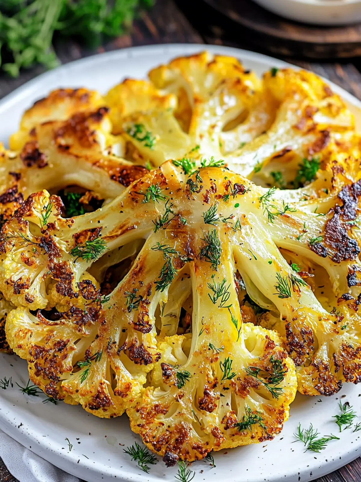 Savoring Cauliflower Steak: Perfectly Roasted or Grilled Delight 4 Cauliflower Steak (Roasted Or Grilled)