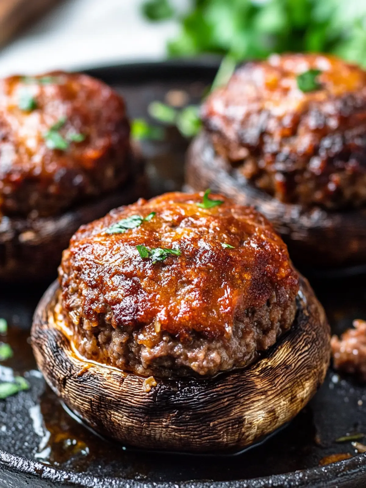 Keto Stuffed Portobello Mushrooms with Meatloaf