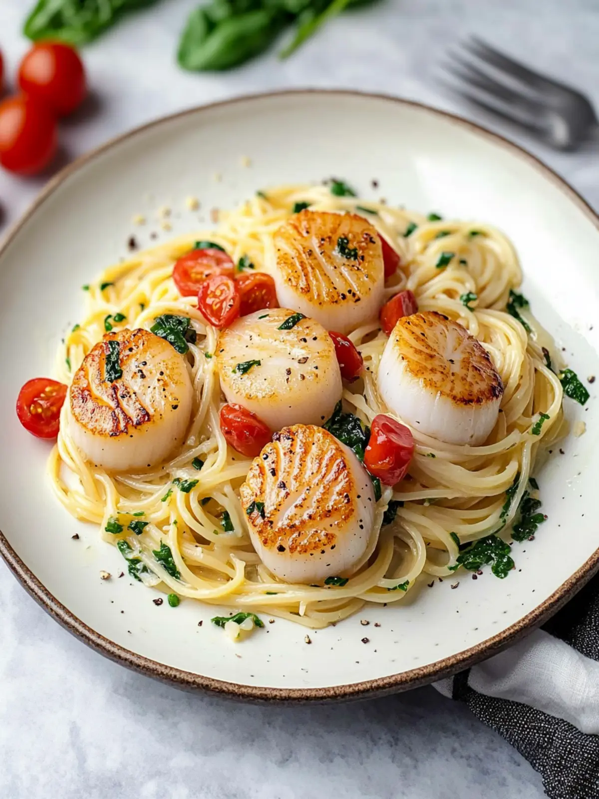 Scallops and Pasta with White Wine Butter