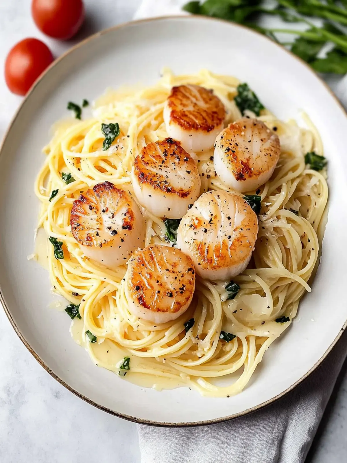 Scallops and Pasta with White Wine Butter