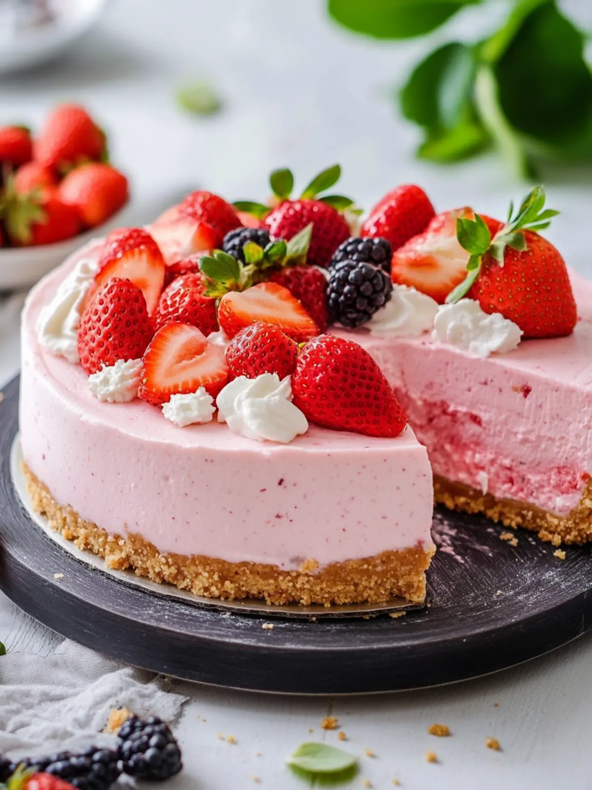 Delicious No-Bake Strawberry Cheesecake for Effortless Indulgence 3 No-Bake Strawberry Cheesecake