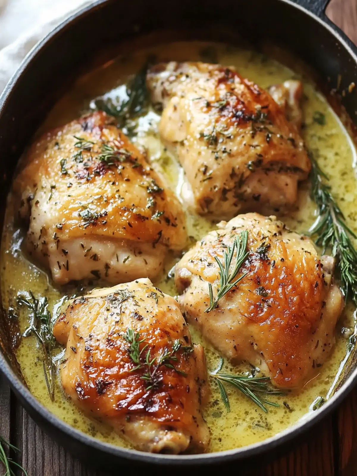 Herb Roasted Chicken in Creamy White Wine Sauce