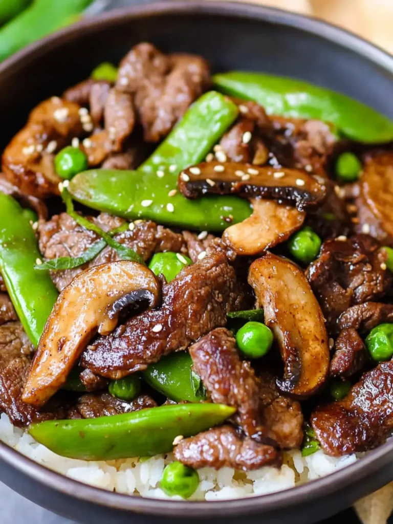 Asian Beef with Mushrooms and Sugar Snap Peas