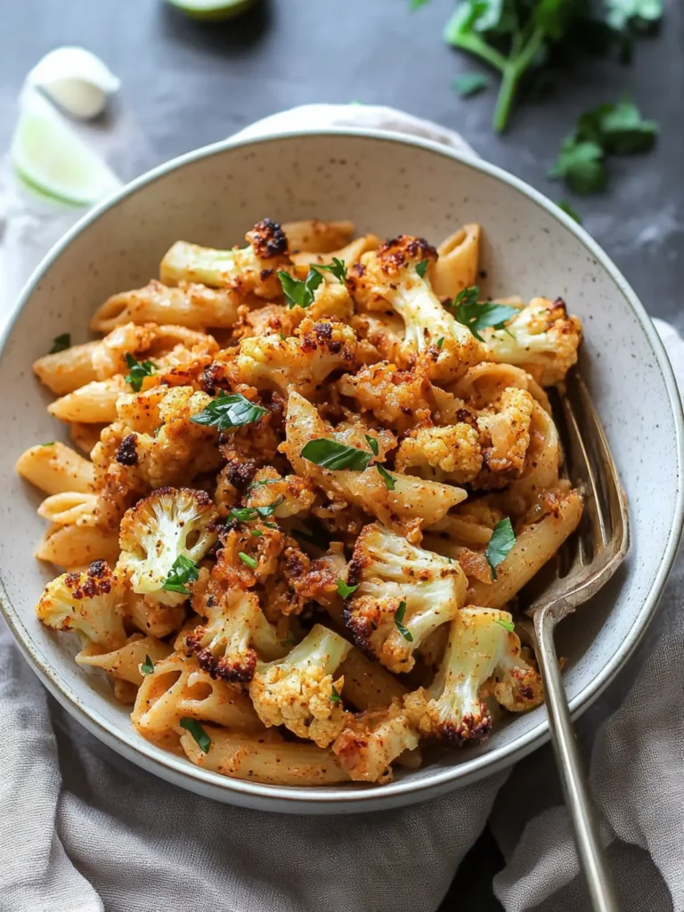 Vegan Garlic Pasta with Roasted Cajun Cauliflower